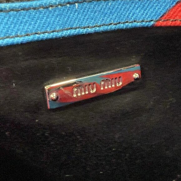 Auth miumiu - 5BZ006 Blue Red Multi Canvas Leather Backpack - Picture 6 of 16